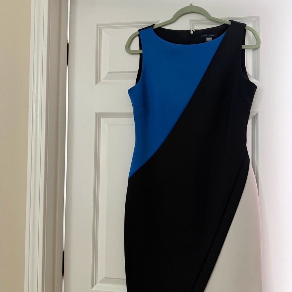 Tommy Hilfiger Elegant Blue and Black Colorblock Dress Size 8
